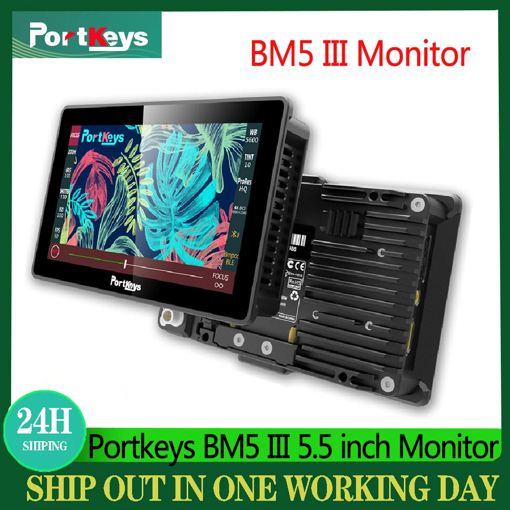 Portkeys BM5 III 2200nit SDI 슈퍼 브라이트 카메라 제어 모니터, RED KOMODO/BMPCC4/6K 프로 터치 스크린용, 5.5 인치