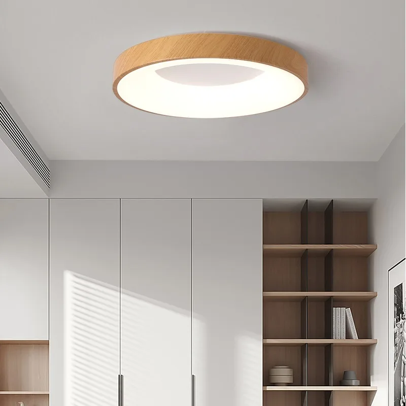 Led Wood Grain Ceiling Light Ultra-thin Circular Nordic Decorative Lighting Fixture Living Room Kitchen Bedroom Modern Home Lamp