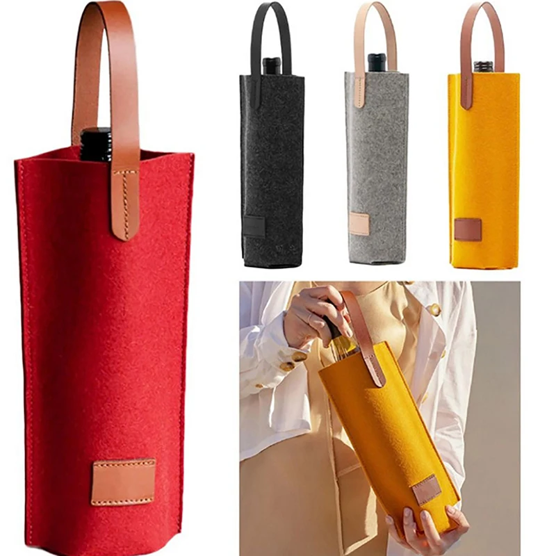 

Felt Wine Bag Single Bottle Insulated Tote Bottle Wine Carrier Bag Gift For Wine Lovers Or Wedding Champagne Brandy Gift Bag