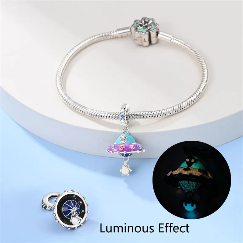 Ciondolo BAMOER in Argento Sterling 925 Pietra di Luna, Perline