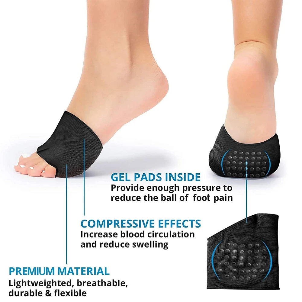 Metatarsal Sleeve Pads 1Pair Half Toe Bunion Sole Forefoot Gel Pads Cushion Half Sock Prevent Calluses Blisters metatarsal sleeve pads