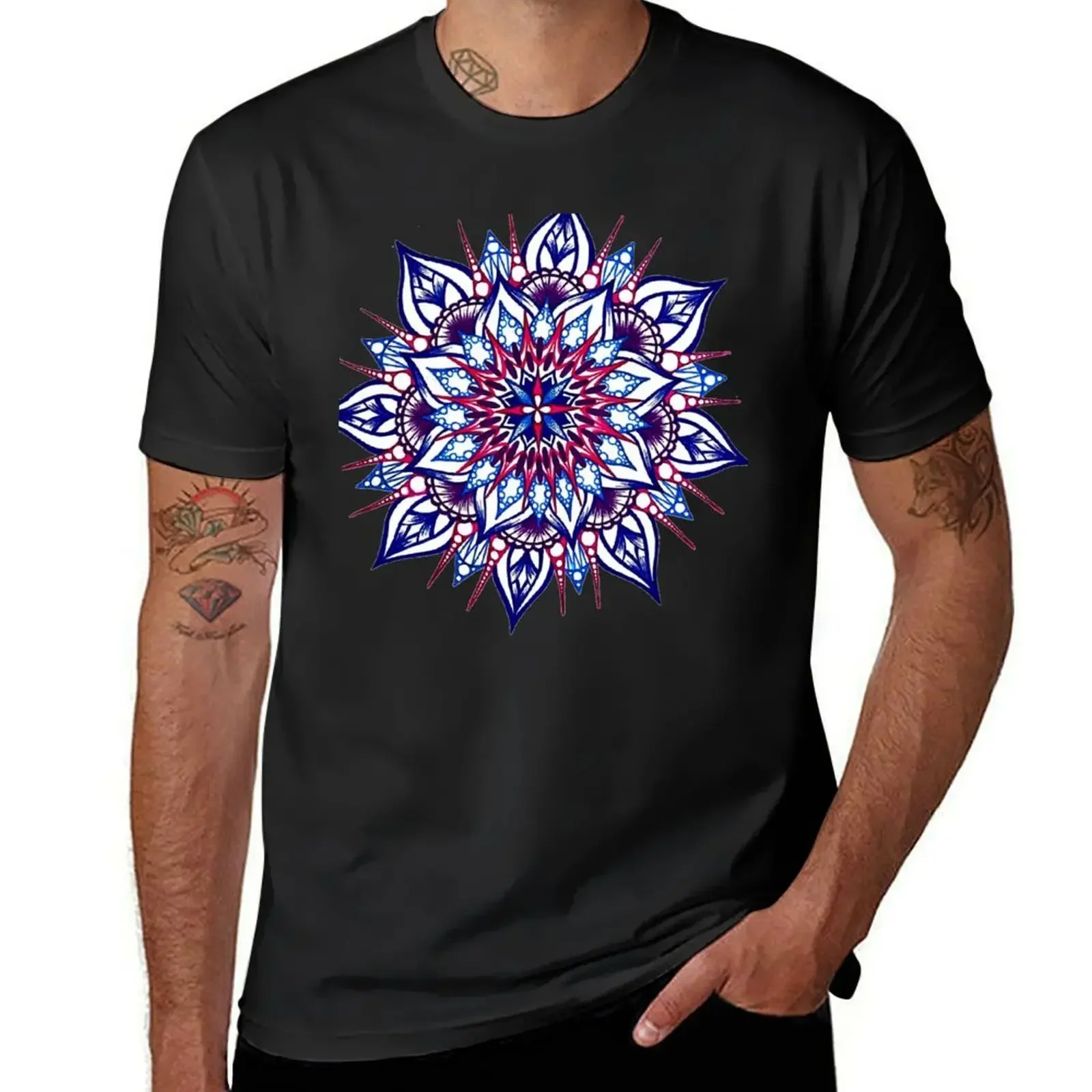 

Bright Mandala T-shirt animal prinfor boys vintage new edition black t shirts for men