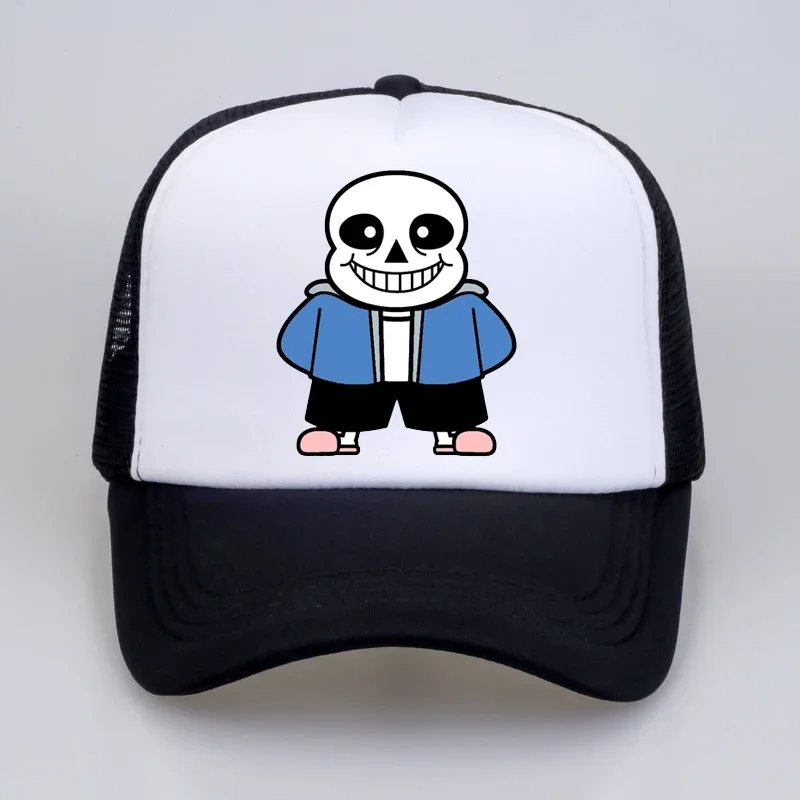 

HOT Game Undertale Baseball Caps Skull Brother Sans Print hat Summer Mesh Trucker Cap fashion Men women snapback hats
