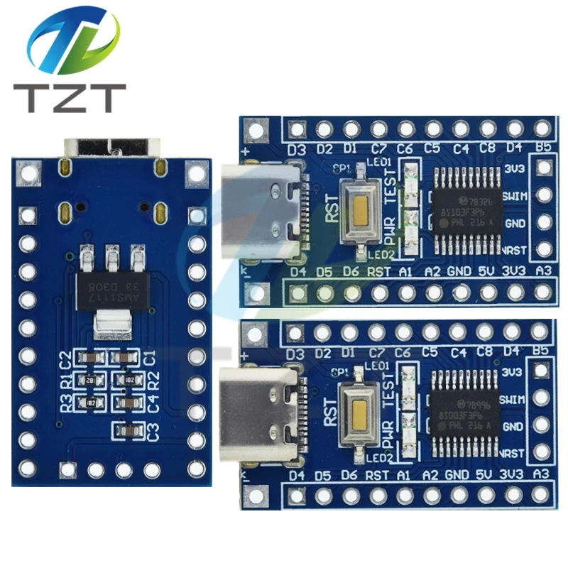 1/3 Stück STM8S003F3P6 STM8S103F3P6 Systemplatine TYPE-C STM8S STM8 Entwicklungsboard Minimale Kernplatine für Arduino STM DIY KIT TZT