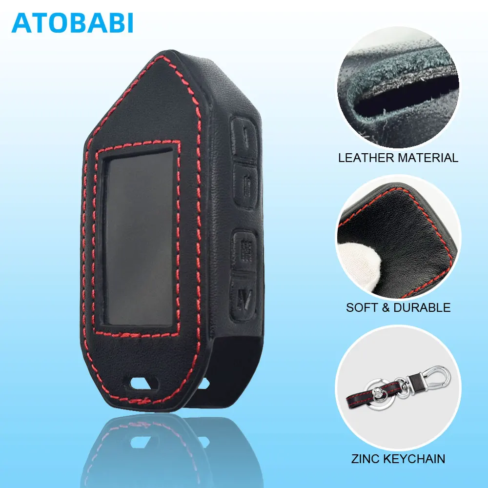 Leder Auto Schlüssel Abdeckung Tasche Für Scher-Khan Mobicar A B 1 2 3 M10 M20 Zwei-wege Auto Alarm System LCD Fernbedienung Fobs Shell Fall Zubehör