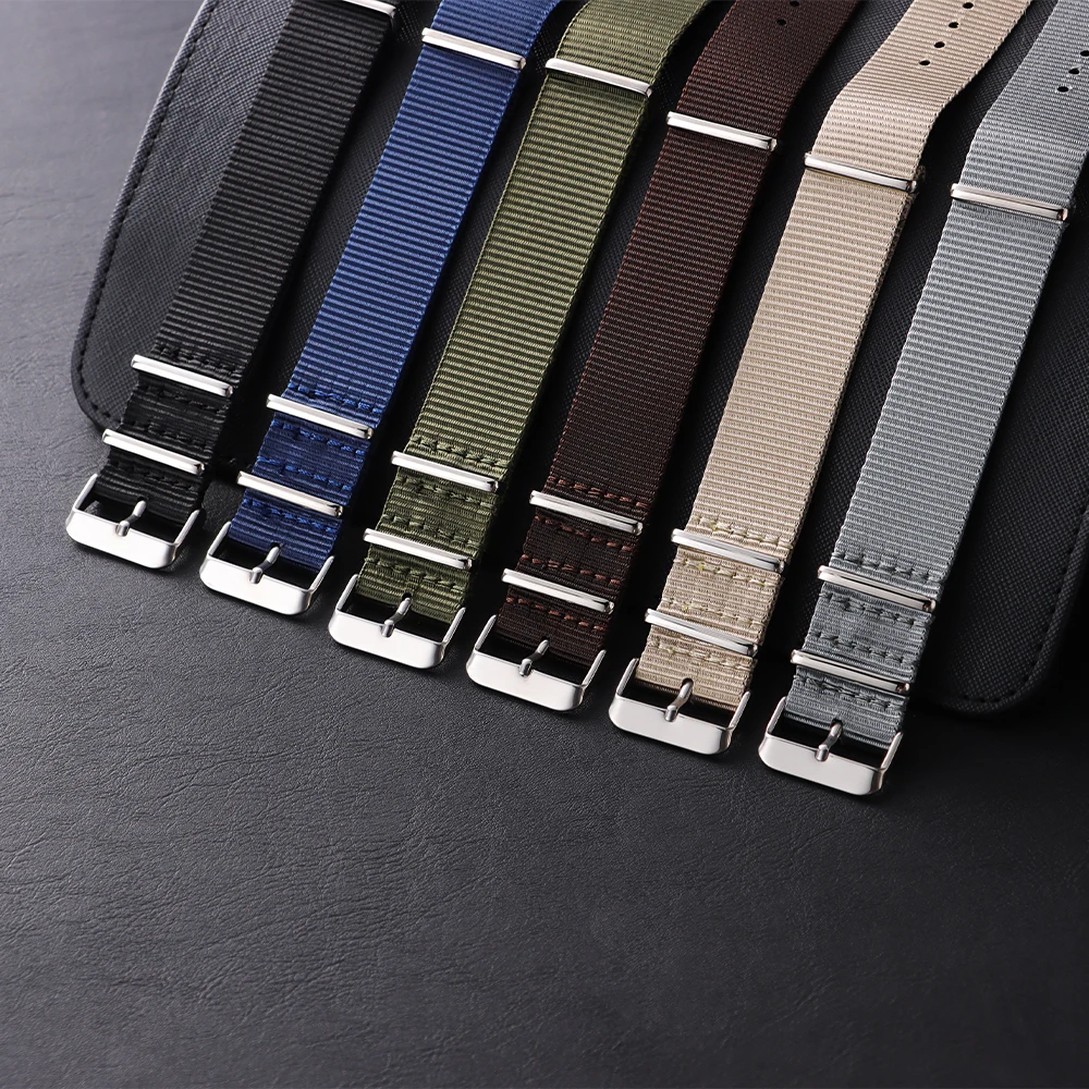Versatile Nylon Military-Style Watch Strap – Adjustable Brown & Black Casual Band