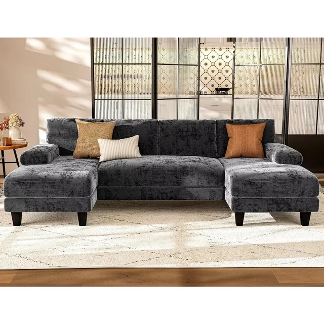 Grey U-Shaped Modular Sectional Sofa 4