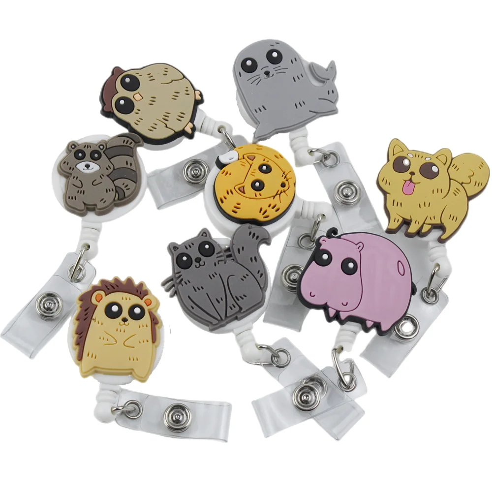 Bestom Animal Badge Reel Silicone Patch ID Clips for Nurse Student Card Holder Accessories Retractable Cartoon YoYo Keychains ins rabbit love bear keychains metal earphone case pendant girls student backpack trinkets cartoon fashion animal jewelry