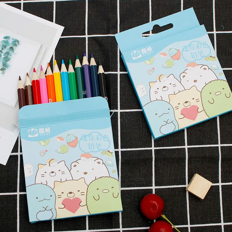 

3.5 inch mini box 12 color lead corner ball biological color pencil cartoon painting small gift wholesale Mainland China