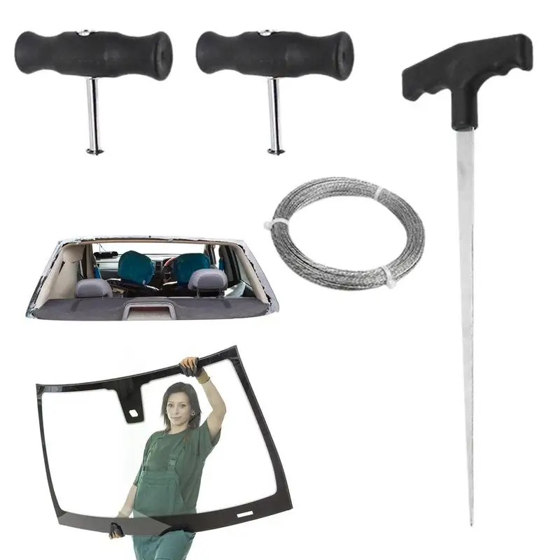 

Car Glass Disassembly Steel Wire Windshield Removal Tool With Handles Durable Steel Wire Universal Windshield Remover Tools With