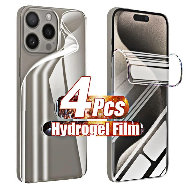 Hd Hydrogel Film 4-1 Pz Gel Per Apple Iphone 15 Promax Screen Protector Per Iphone 15 14 13 Pro Max Plus Mini Non Glas Case Back