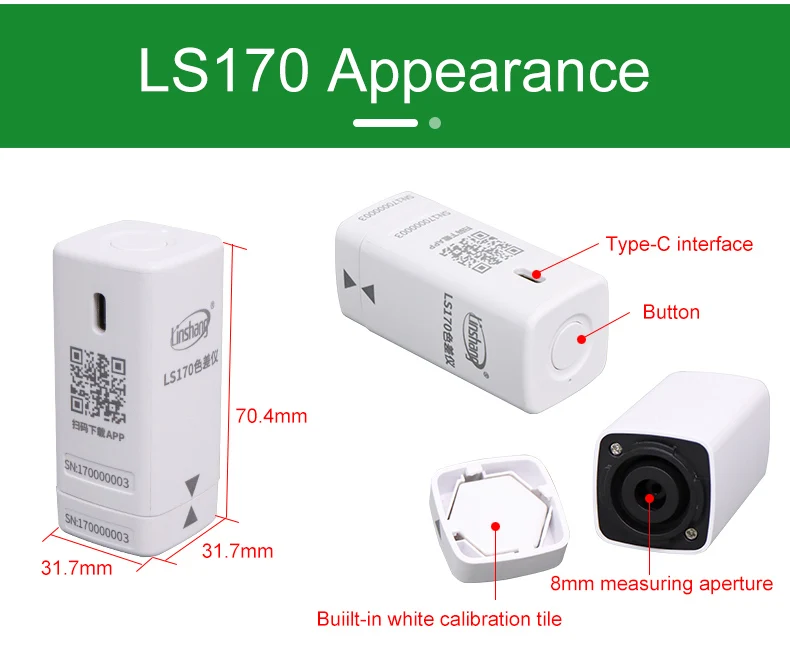 Linshang LS171 & LS170 colorimeter with color meter App for paint coating ceremic paper plastic textile metal color difference 3