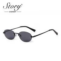 Histoire mode sans cadre ovale lunettes de soleil femmes hommes marque concepteur rétro à la mode Rivets sans monture lunettes de soleil Champagne nuances S8126A 1