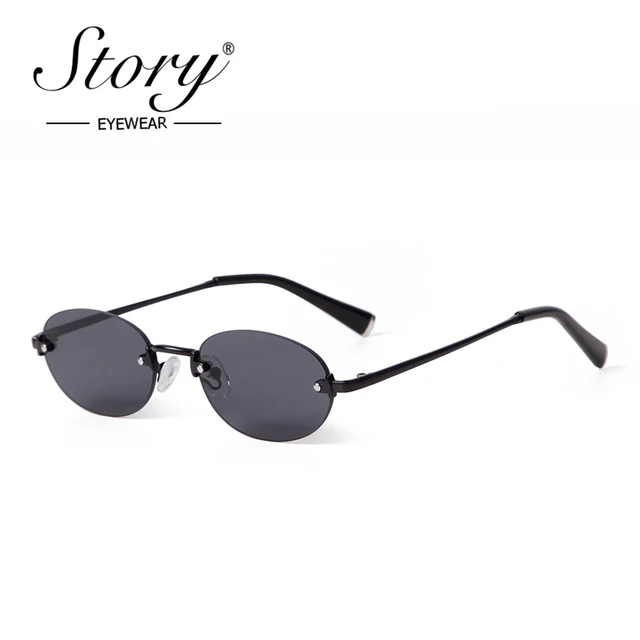 Histoire mode sans cadre ovale lunettes de soleil femmes hommes marque concepteur rétro à la mode Rivets sans monture lunettes de soleil Champagne nuances S8126A 1