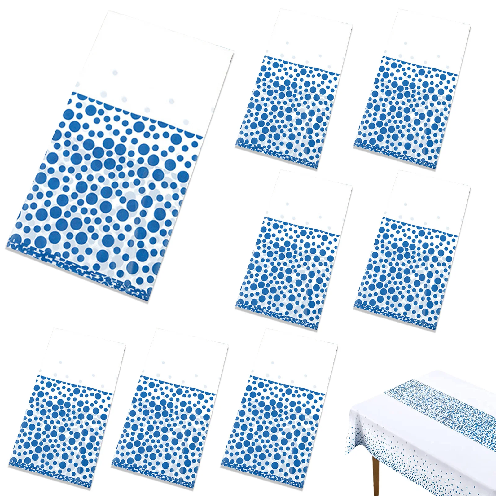 

8pcs All Match Waterproof Disposable Convenient Table Cloth Party Decor Blue Dot Anti Dirty Picnic Dining Birthday Rectangular