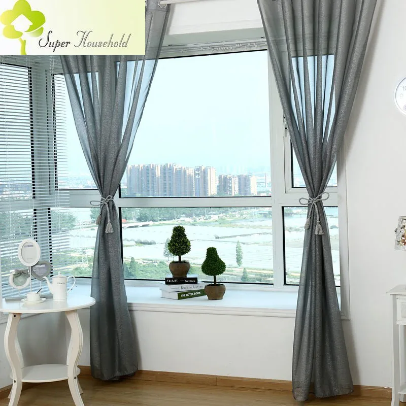 Modern Curtains For Living Room Tulle Window Curtains for Bedroom Gray Yarn Window Curtain Sheer blinds In SUPERHOUSEHOLD