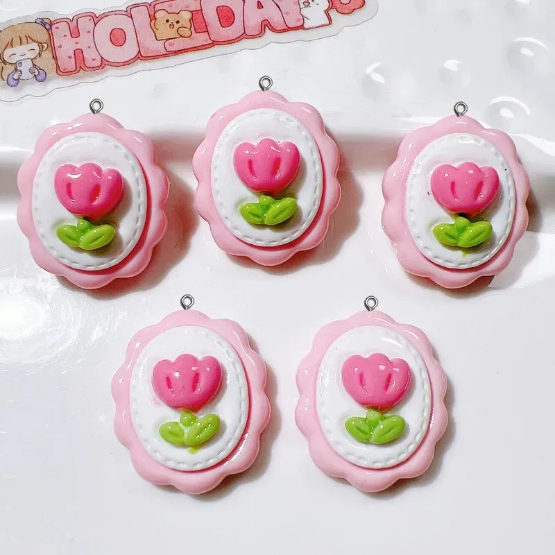 10Pcs Catoon Bear 꽃 수지 참 귀여운 귀걸이 목걸이 전화 쉘 펜던트 애니메이션 키 체인 공예 후크 DIY 쥬얼리 만들기