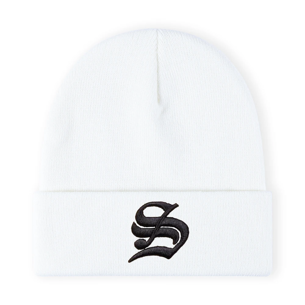 FantasyGears Y2k Bonnet Tricoté Avec Lettres Gothiques Et Tête De Mort Pour Homme, Rose Pâle