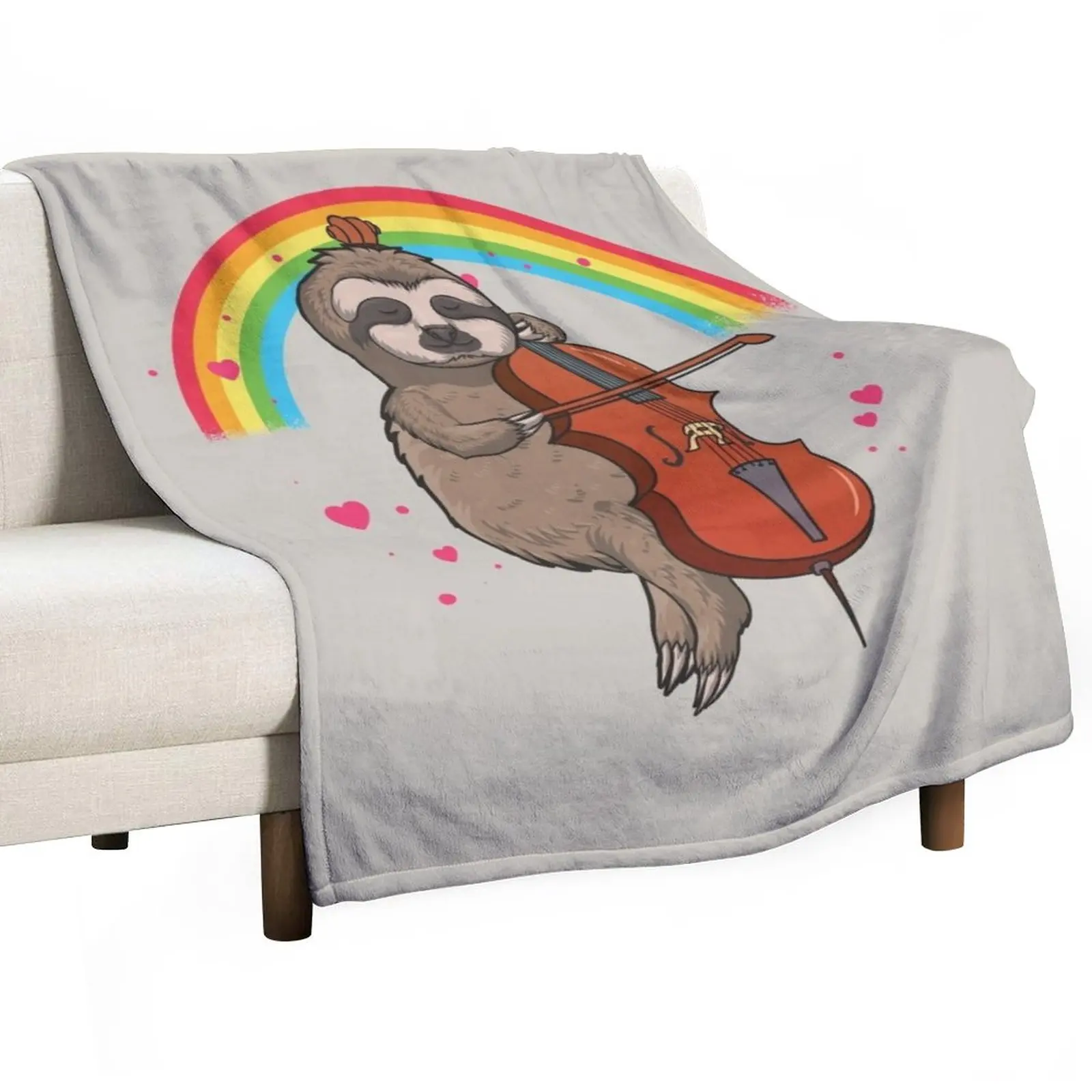 

Funny Sloth Cello Player Gift Throw Blanket Dorm Room Essentials blankets and blankets Cute Blanket Softest Blanket