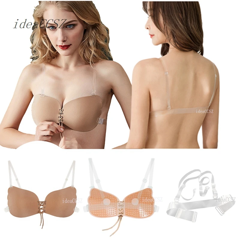 New Women's Transparent Push Up Bra Reusable Ultra-thin Clear Straps  Invisible Underwear Backless Bralette Top Lingerie