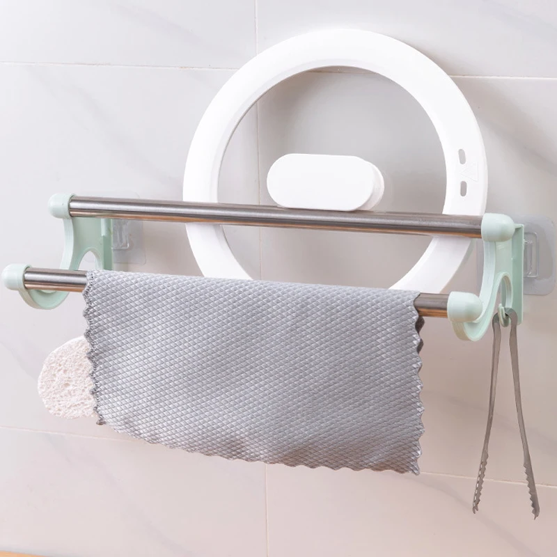 1pc Self-adhesive Bathroom Towel Rack Holder Without Drilling Wall Mount Towel Shelf Kitchen Bathroom Accessories Hanger