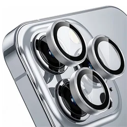 Diamond Ring Metal Camera Lens Protector - Premium Phone Accessory - 15 Pro (3PCS) (Silver)