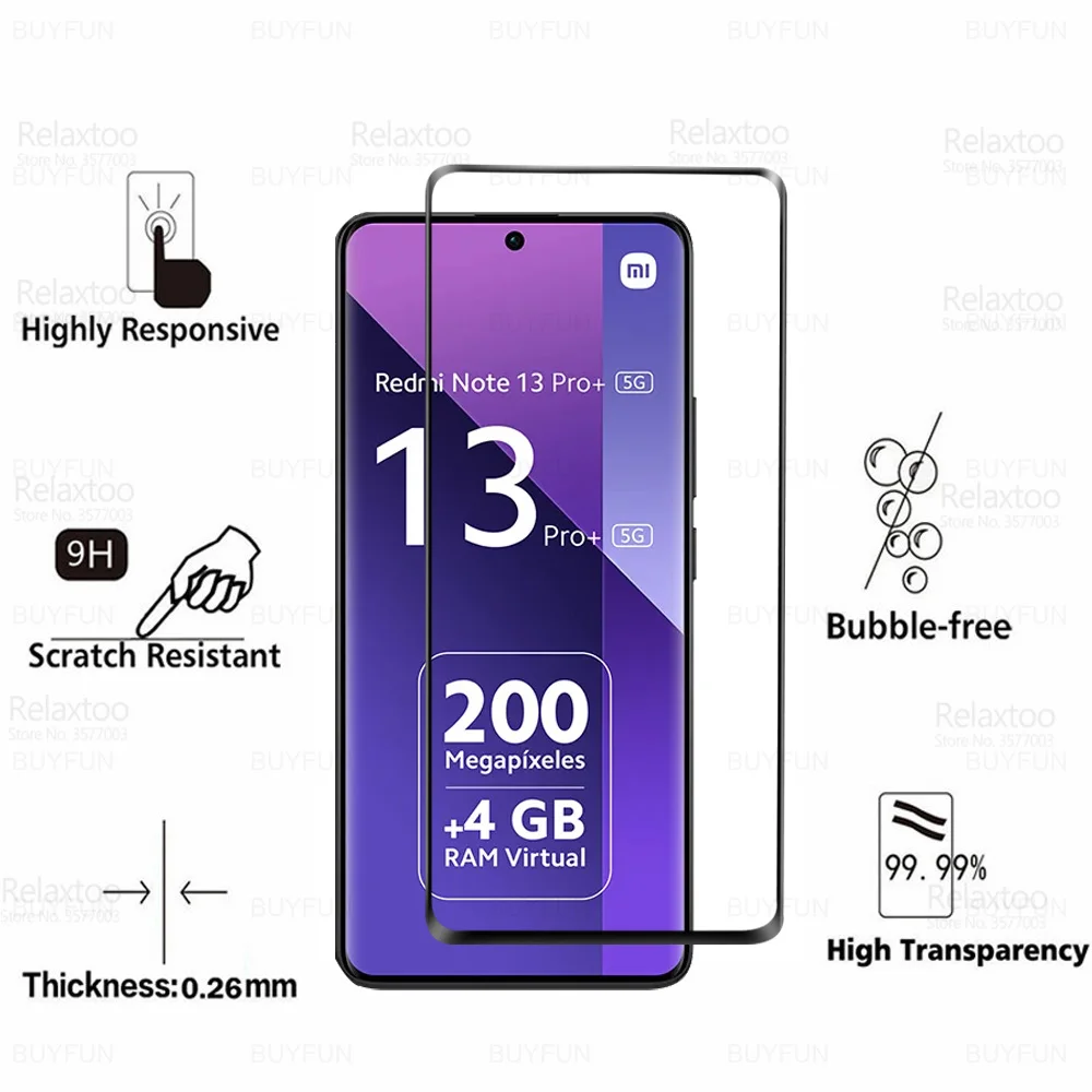 1-3 szt. 9H zakrzywione szkło hartowane dla Xiaomi Redmi Note 13 Pro + 5G ochraniacz ekranu Redmy Note13 Pro Plus Note13ProPlus 13 ProPlus