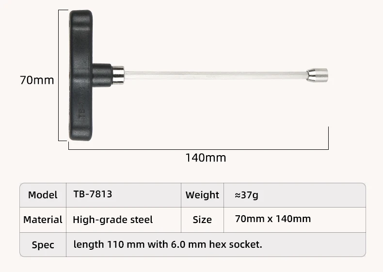 Description Picture 5 of itemSuper B T-handle Bicycle Internal Nipple Wrench 3.2/4.8/5.5/6.0/8.0mm Spoke Wrench Hex Sockets Bike Rim Repair Wrench Tools