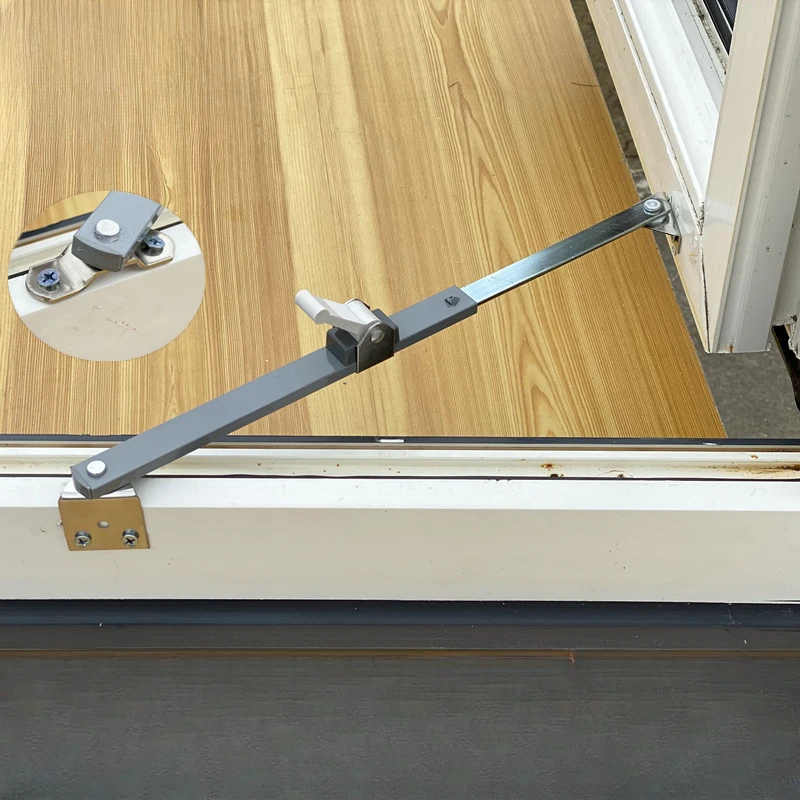 Aluminum Alloy Windproof Rod for Plastic Steel Doors and Windows Expandable Support Ideal for Casement Windows.16mm Fixed front