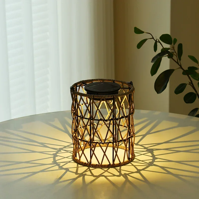 Solar Landscape Lamp 600mAh Imitation Rattan Yard Lantern Waterproof Lighting Ornaments Home Decor for Bedroom Outdoor  Backyard 3