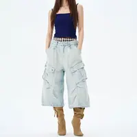 Women's Clothing Plus Size American Style Multi Pocket Denim Shorts Summer Oversize All-match Jeans for Women Y2k Loose Pants - Image 6