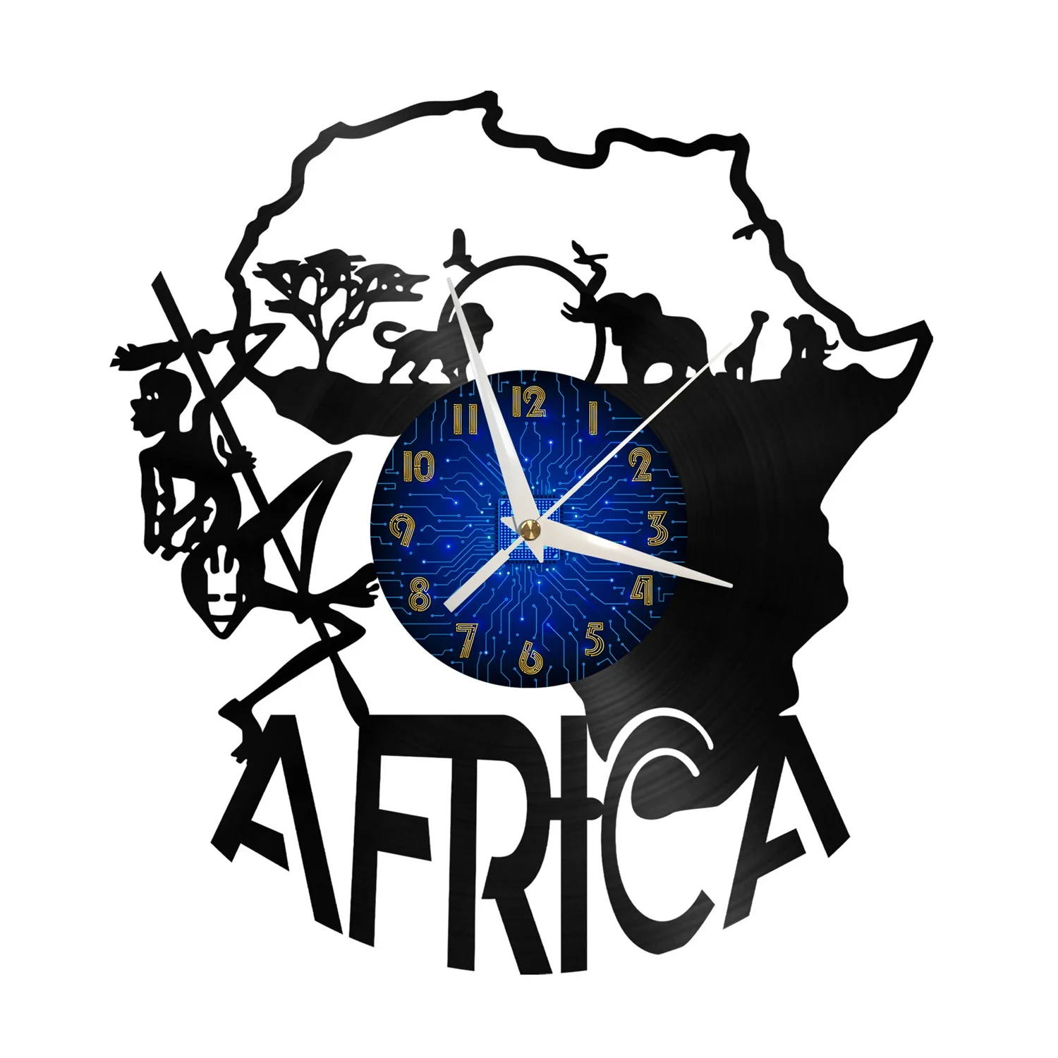 African Tribe Modern Design Home Decor Creativity 12 Inch Silence Vinyl Record Wall Clock Decoration LED Clocks Art | Дом и сад
