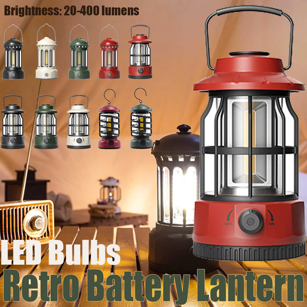 COB Camping Tent Lights Battery Powered Retro Camping Atmosphere Lamp  Lightweight with Hook Wear-Resistant for Outdoor Equipment