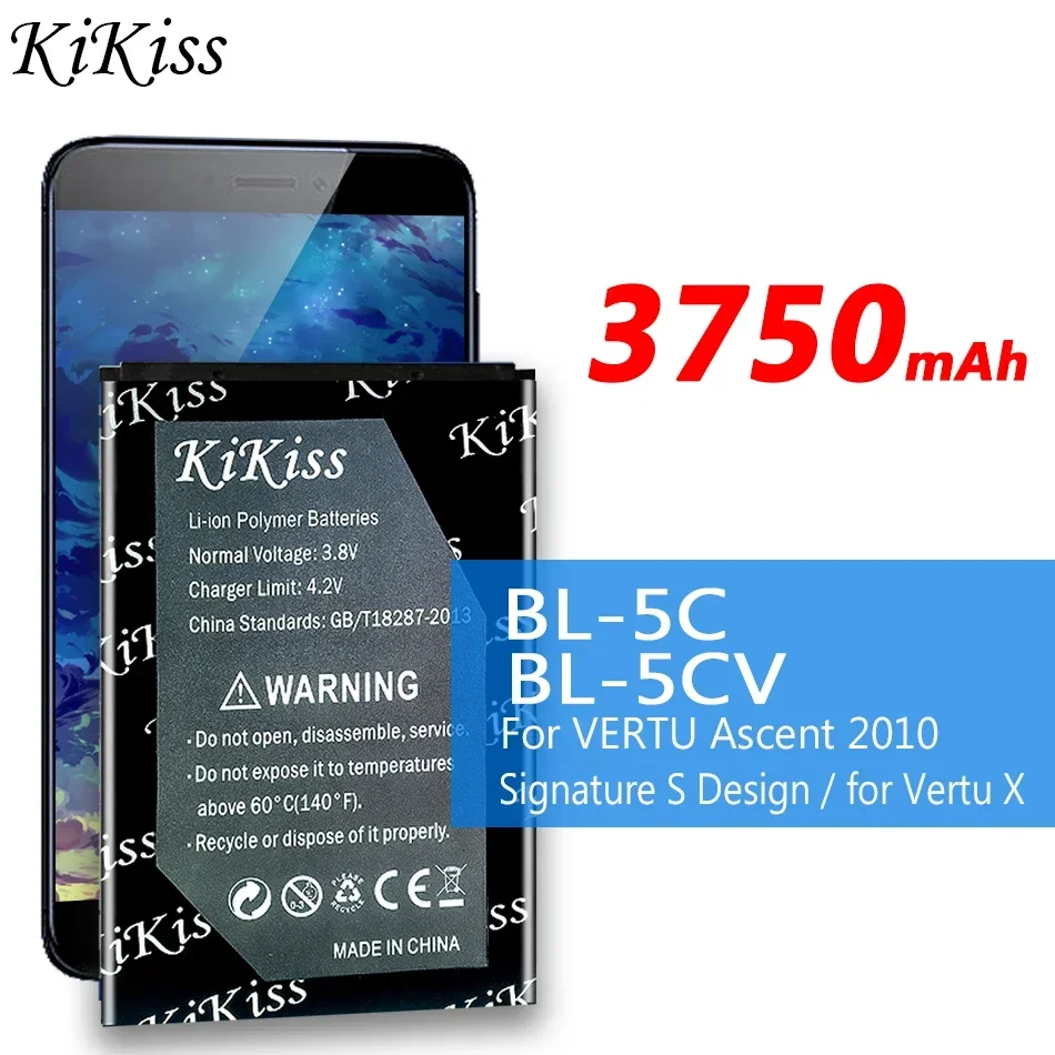 3750Mah Kikiss Bl-5Cv Bl-5C Batteria Ricaricabile Per Vertu Ascent 2010 / Signature S Design/Per Vertu X