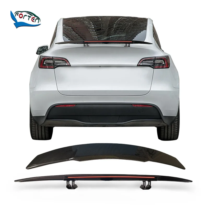 Universal Auto Lift Up&Down Electric Spoiler Wings for Tesla Model Y Car  Rear Trunk Tail Flexible Spoiler Carbon Fiber Design