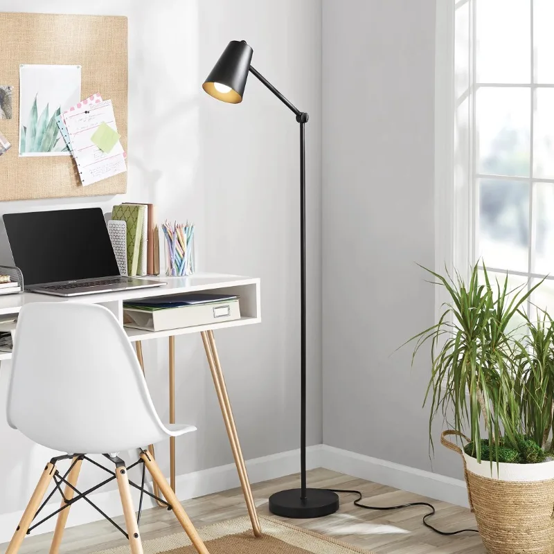 

64 inch Black Architect Floor Lamp, Matte Metal Finish