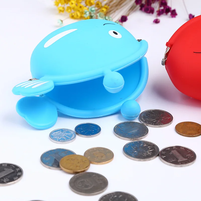Cute Fish Silicone Change Wallet 1 Piece Portable Money Organizer Soft Silicone Material coin purse coin wallet change bag