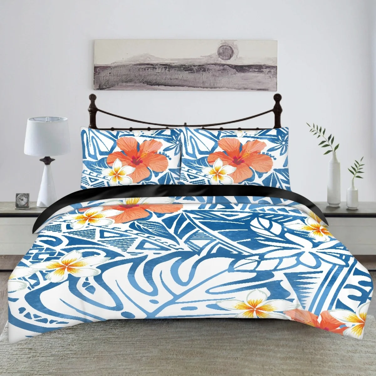 

TOADDMOS Bohemia Hibiscus Palm Leaf Designer Luxury Bedding Set Cozy Soft Large Size Duvet Cover Home Textile Gift Comforter Set