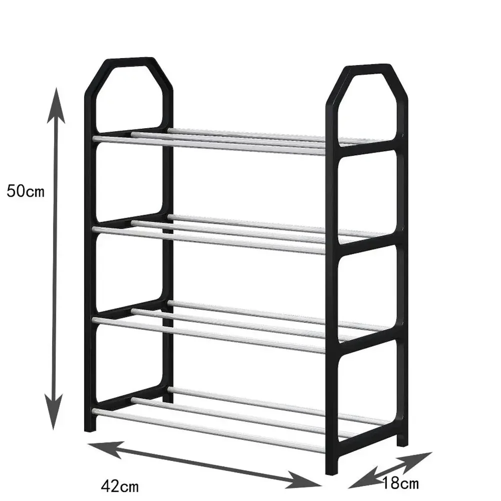 4-Layer Metal Shoe Rack Simple Shoe Shelf Footwear Organizer Stand Holder Large Capacity Shoe Shelf Living Room Storage 6