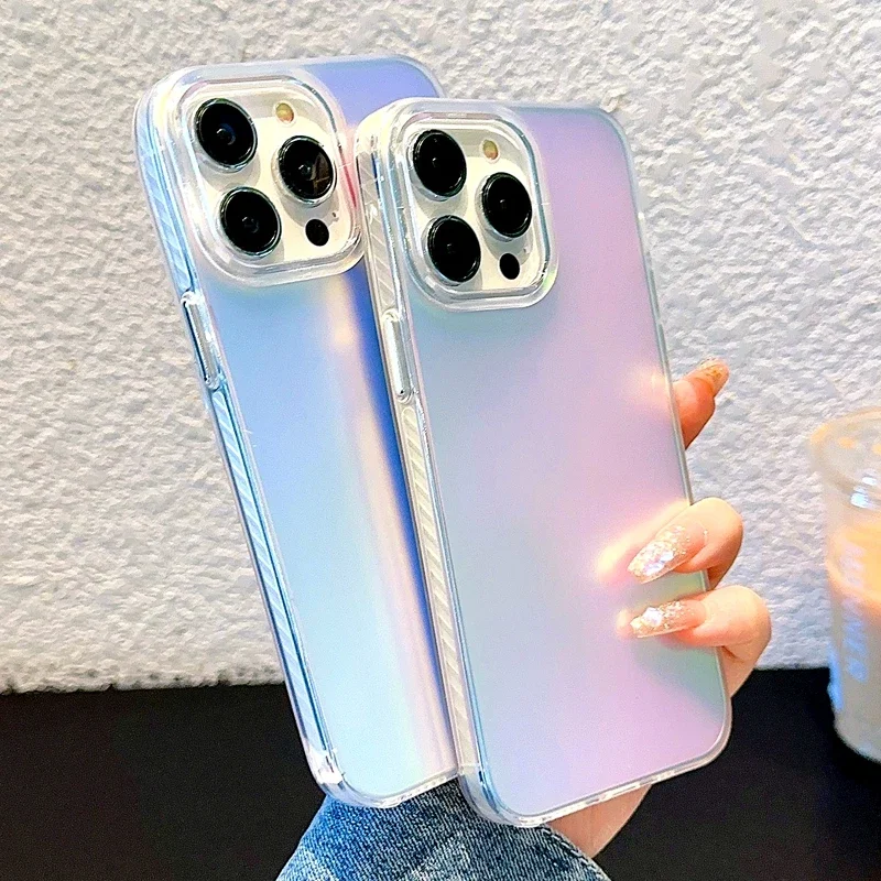 Luxury Matte Laser Shockproof Phone Case with Bumper Back Cover