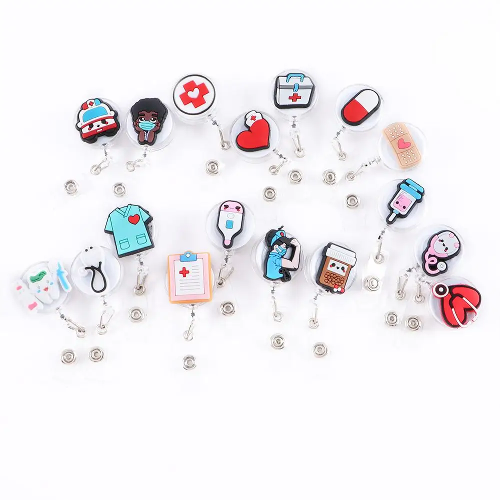 

Medical Hospital Retractable PVC Badge Holder Reel Cartoon Lovely Nurse Doctor Student Nurse Work ID Credit Card Holder