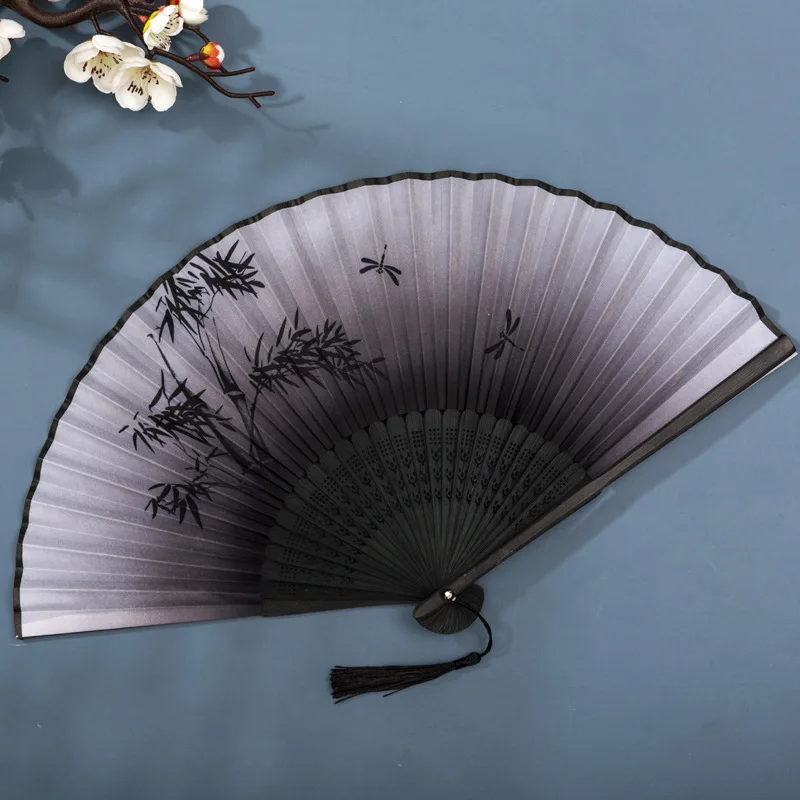 Foldable Silk Hand Fan - Bamboo Halloween Cosplay Prop  Party Decoration