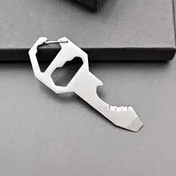 Versatile Stainless Steel Keychain Multitool with Bottle Opener & Measuring Ruler (Silver)