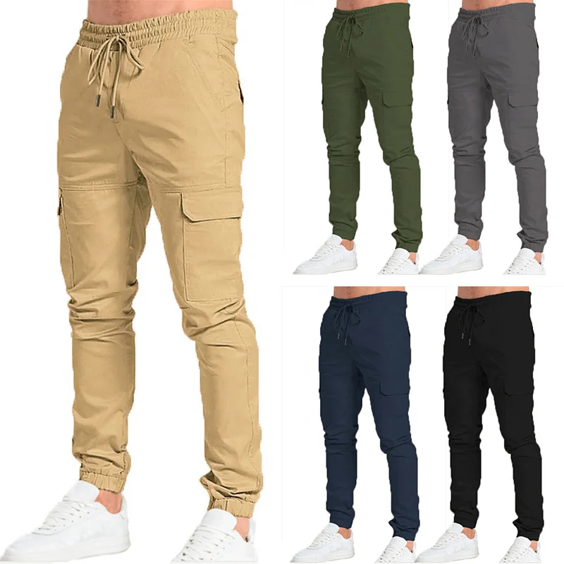 Men Casual Cargo Pants Joggers Male Trousers Men Gym Jogging Pants Pocket Sport Sweatpants Hip Hop Pants Streetwear Men Clothing