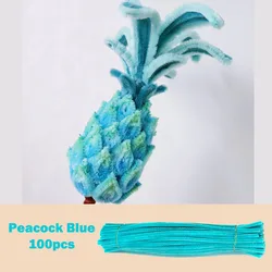 100pcs Colorful Chenille Pipe Cleaners for DIY Crafts and Educational Toys (Peacock Blue)