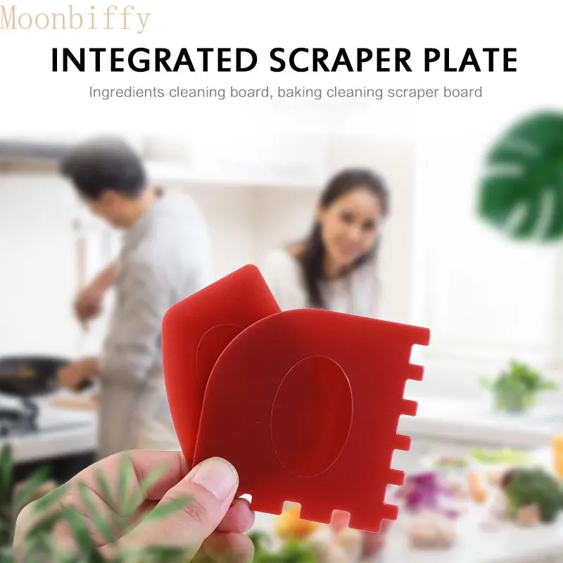 2pc/set Scraper of Cast Iron Pan Durable Cleaning Oil Dirt Scraper Kitchen Bbq Tool Tooth Plate Baking