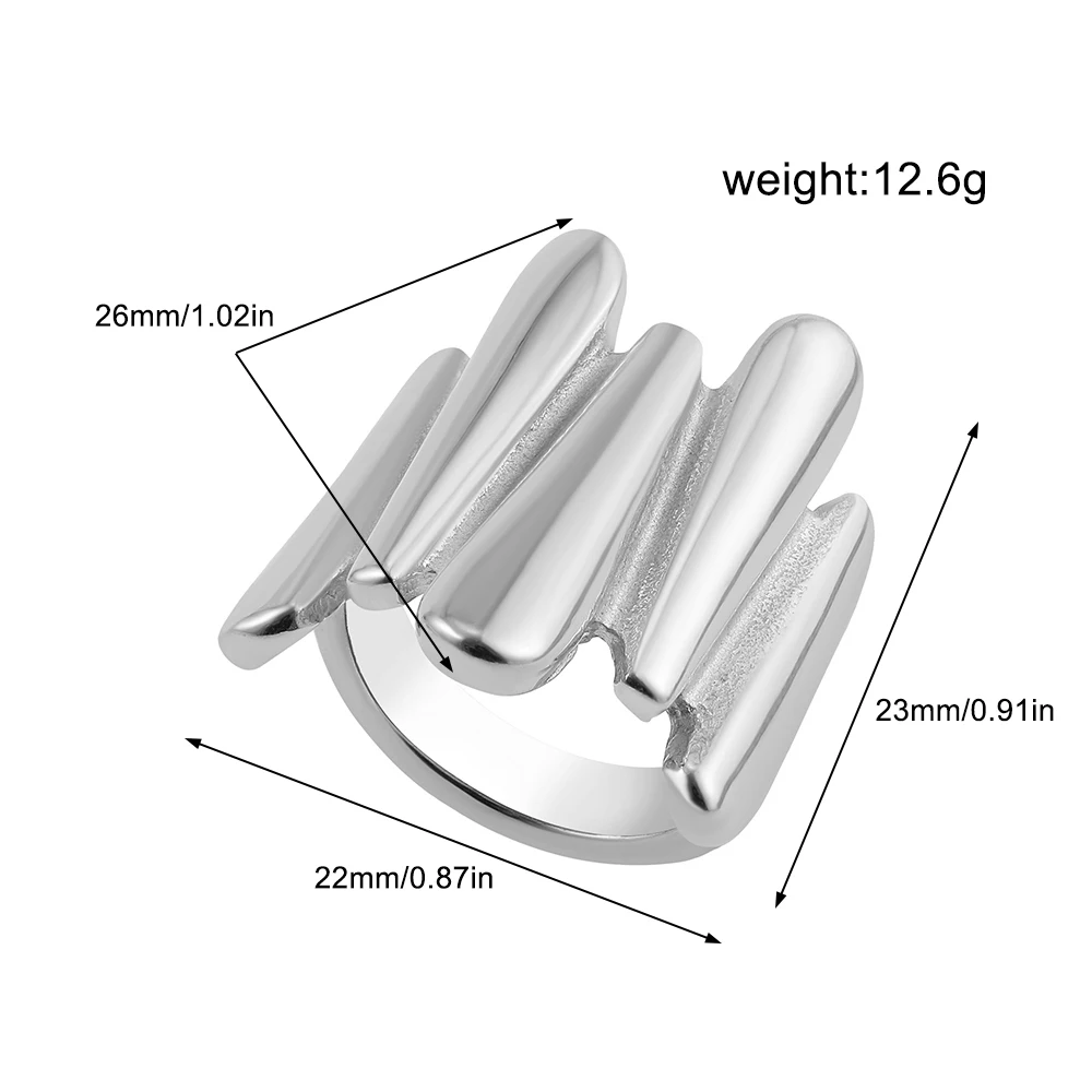 Trend Punk Silver Color Smooth Dome Hammered Geometric Rings for Women Chunky Irregular Textur Wide Knuckle Ring Party Jewelry