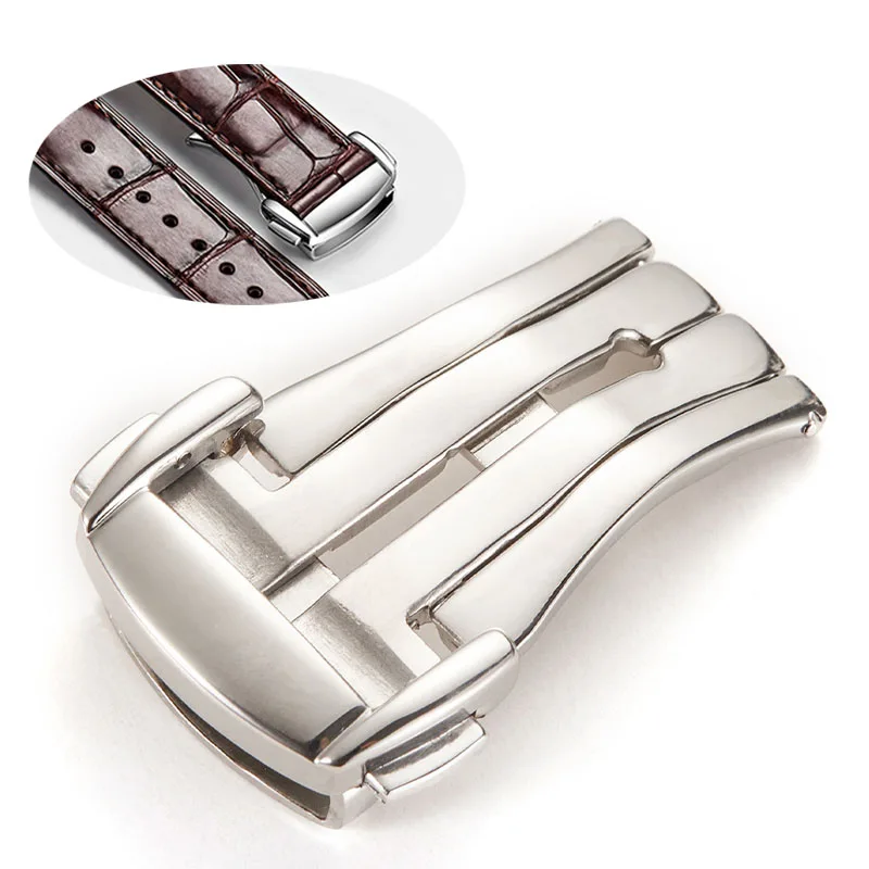 Stainless Steel Watch Buckle Double Button Butterfly Buckles Folding