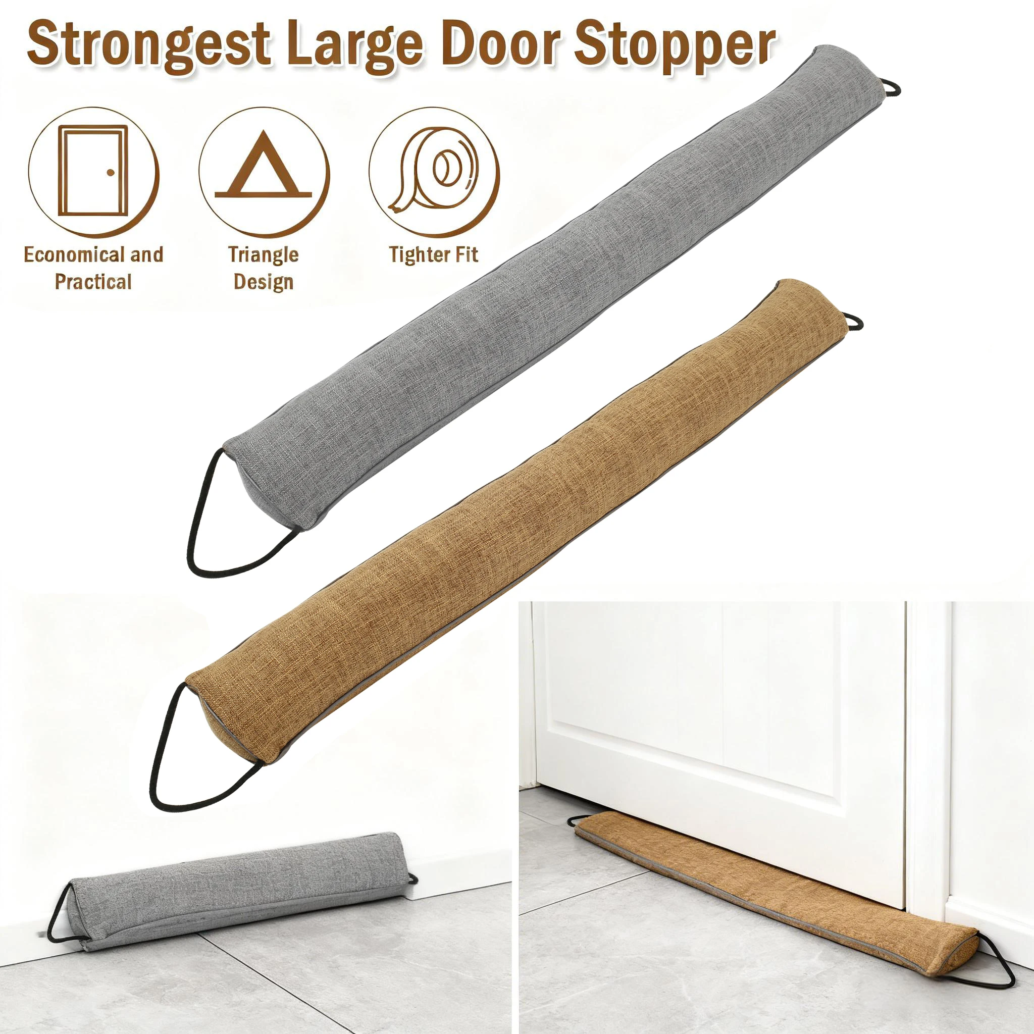 Windproof Heavy-Duty Door Draft Blocker with Noise Reduction Insulation and Hanging Loops