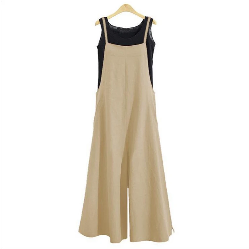 Summer New All-match Loose One Piece Wide Leg Pants Solid Color Plus Size Jumpsuits Casual Fashion Women Clothing